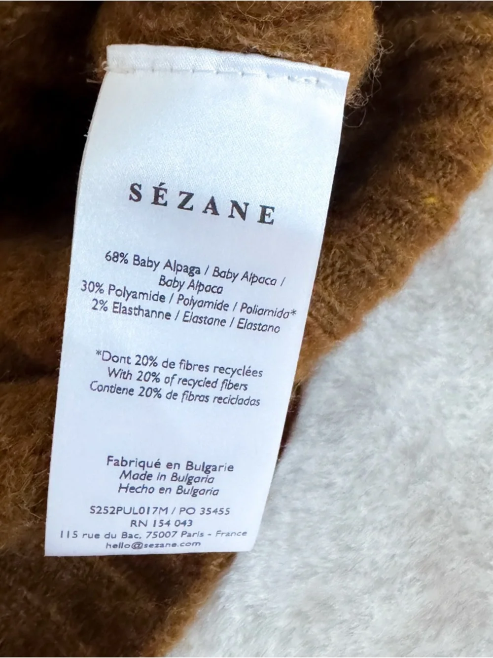 Sezane Hugo Jumper Sweter Wildcat Brown Baby Alpaca - Picture 8 of 11